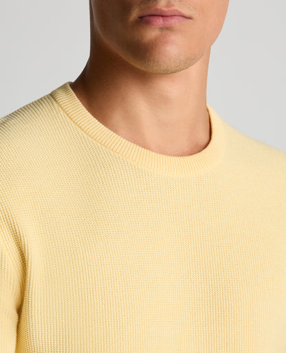 Man wearing a orange Slim Fit Wafffle Knitted Tee