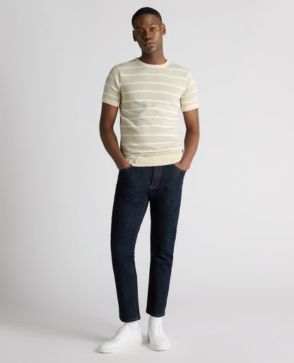 Man wearing a sand Slim Fit Jacquard Tee