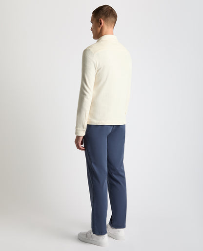 Man wearing a sand Relaxed Fit Cotton-Linen Polo