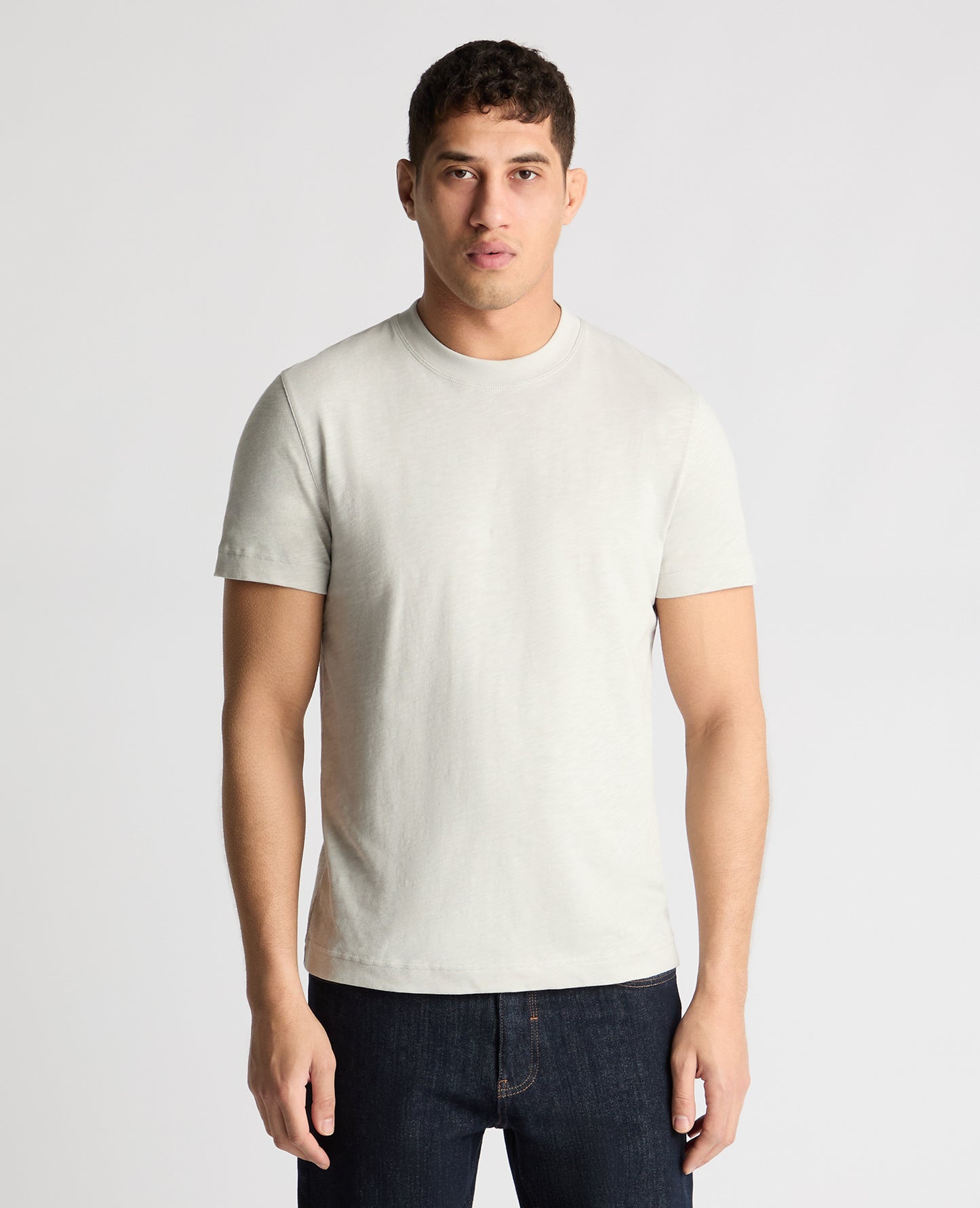 Crew Neck Slub Yarn Jersey T-Shirt
