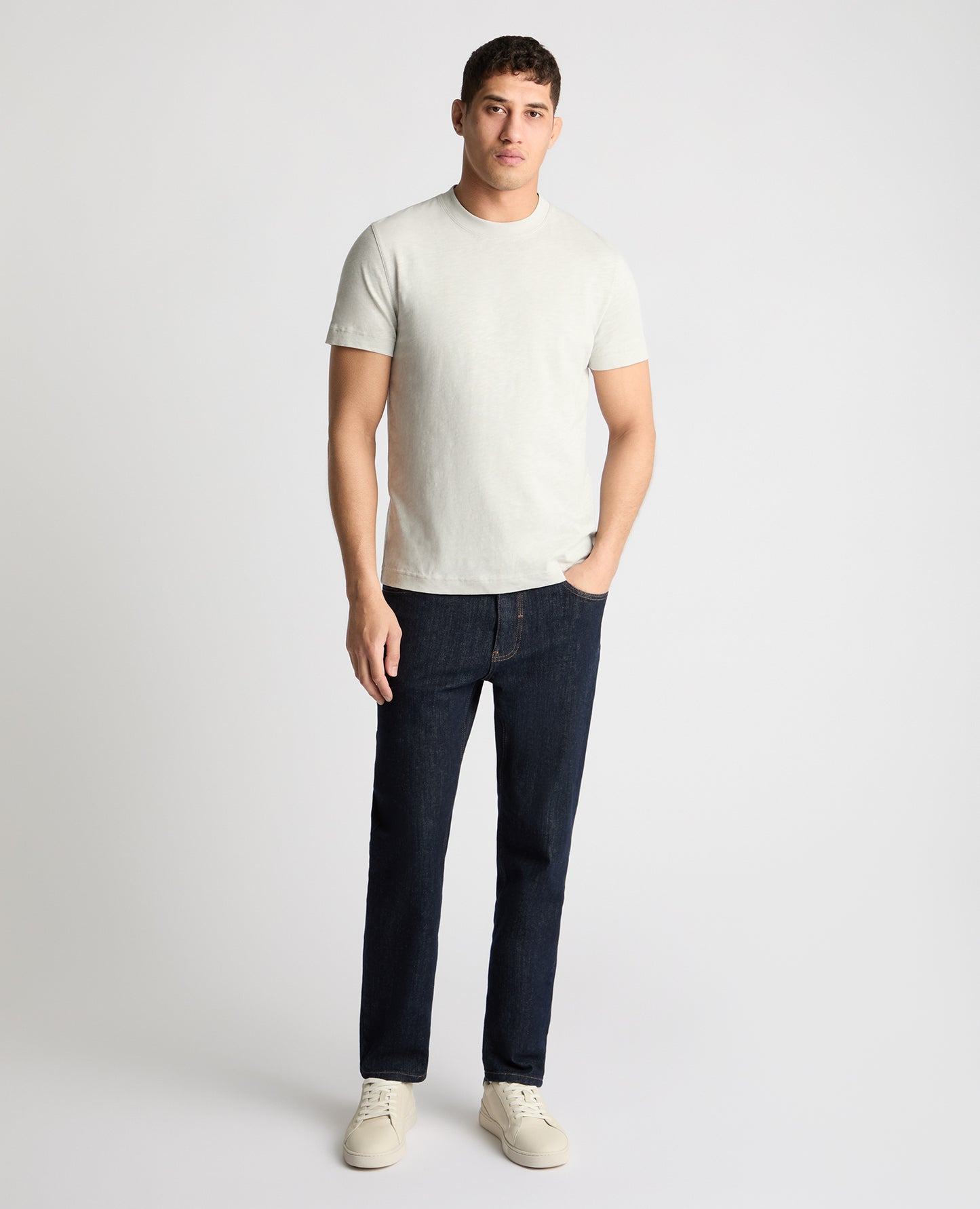Crew Neck Slub Yarn Jersey T-Shirt