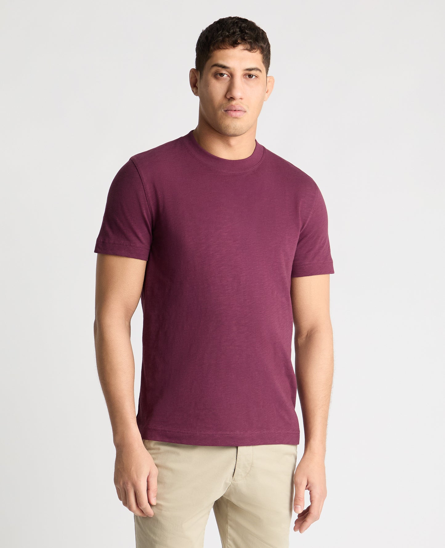 Crew Neck Slub Yarn Jersey T-Shirt