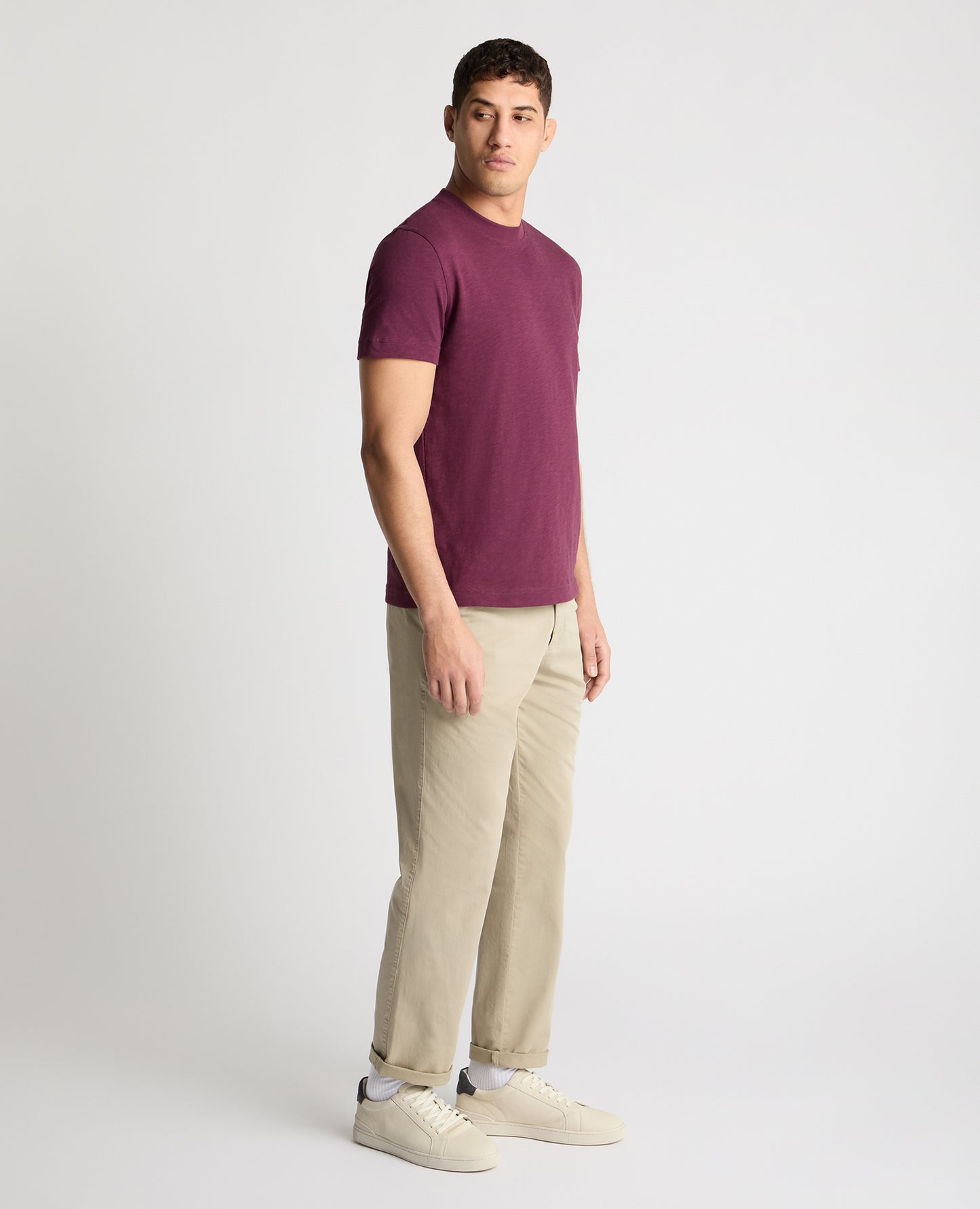 Crew Neck Slub Yarn Jersey T-Shirt