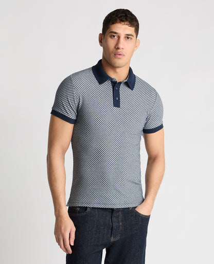Weave Design Stretch Polo Shirt