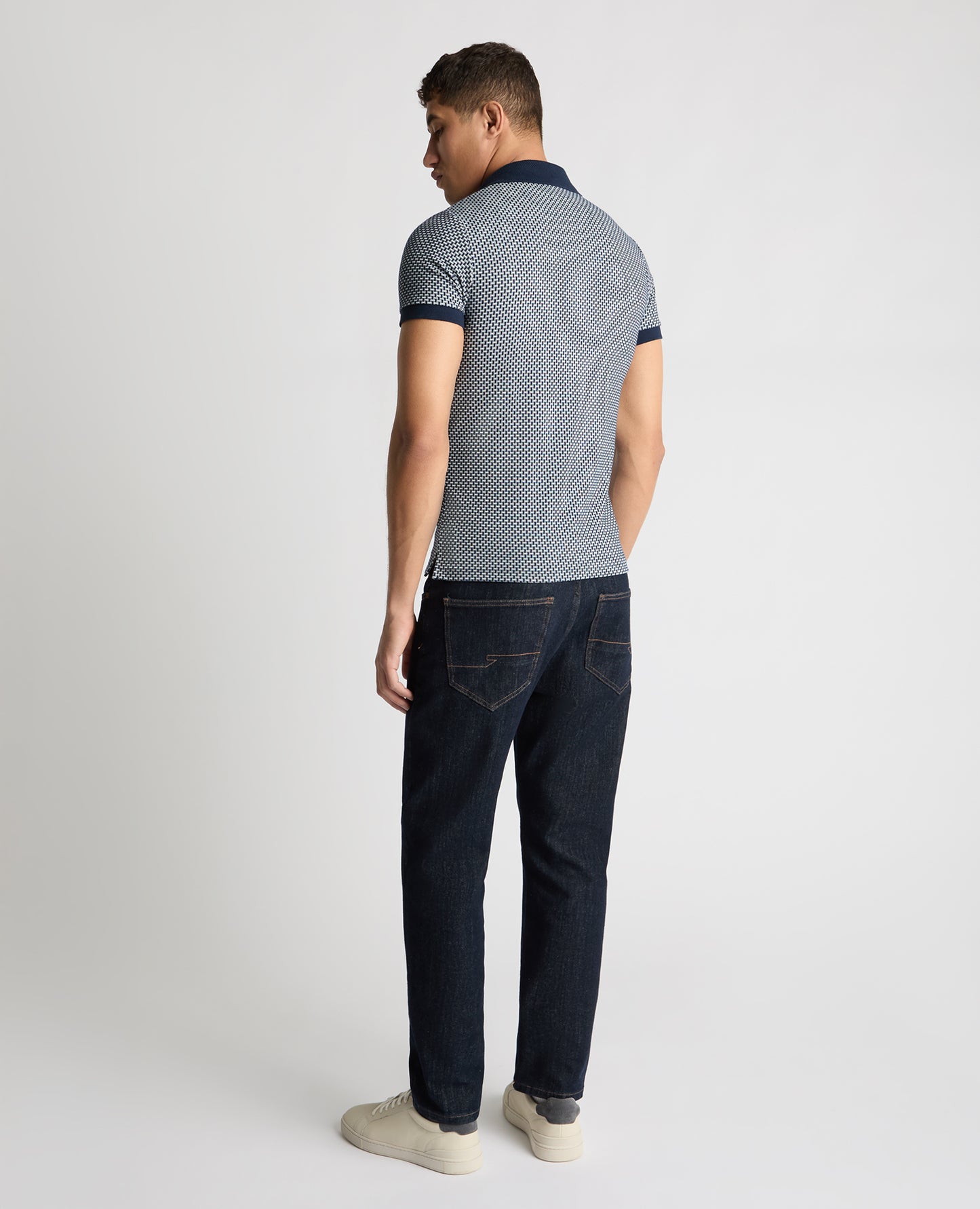 Weave Design Stretch Polo Shirt