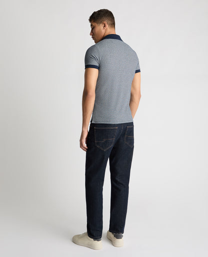 Weave Design Stretch Polo Shirt