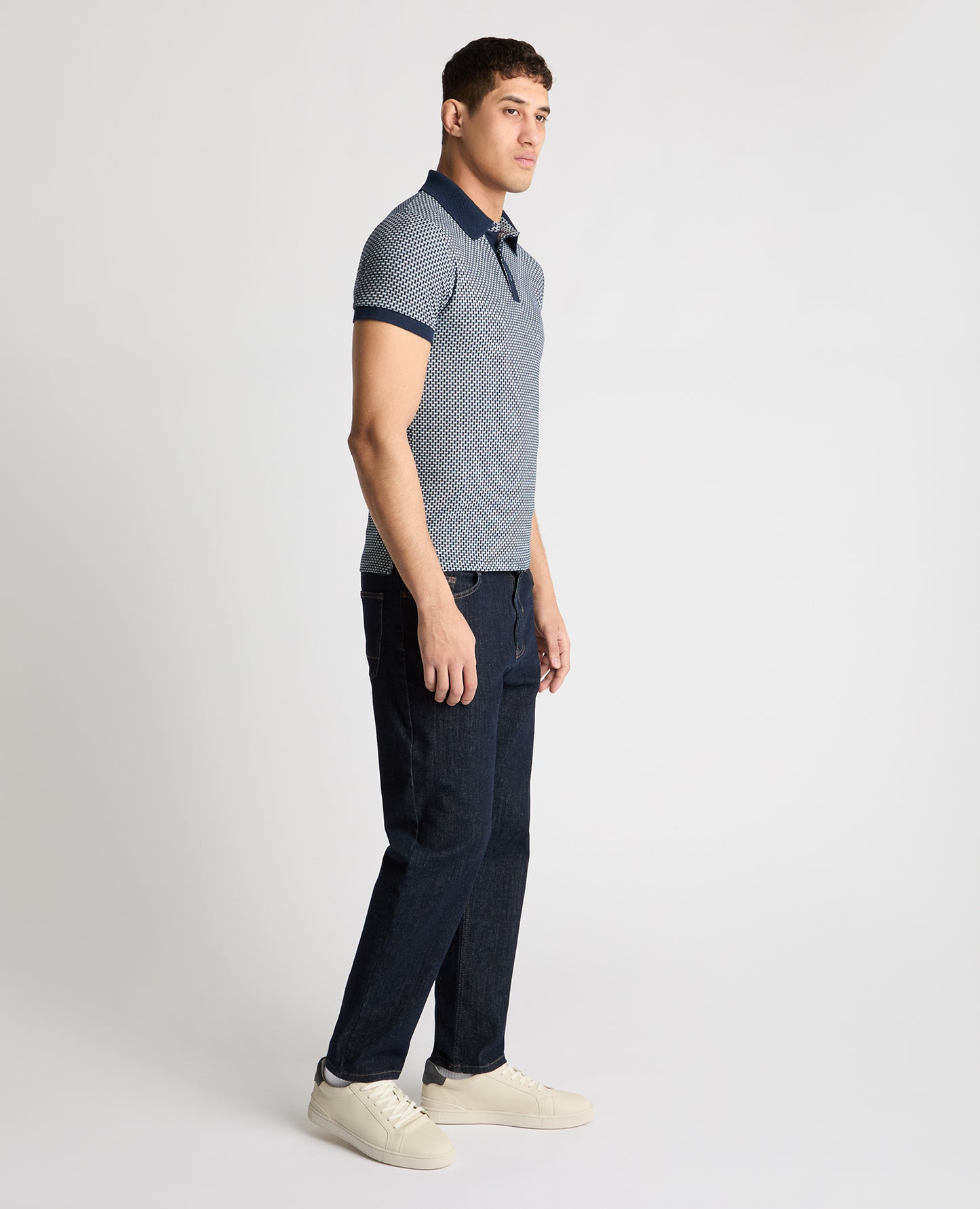 Weave Design Stretch Polo Shirt