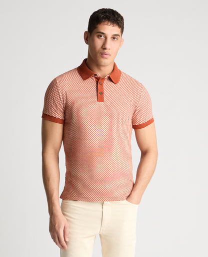 Weave Design Stretch Polo Shirt