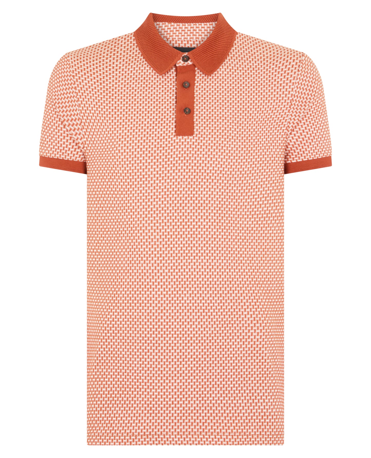 Weave Design Stretch Polo Shirt
