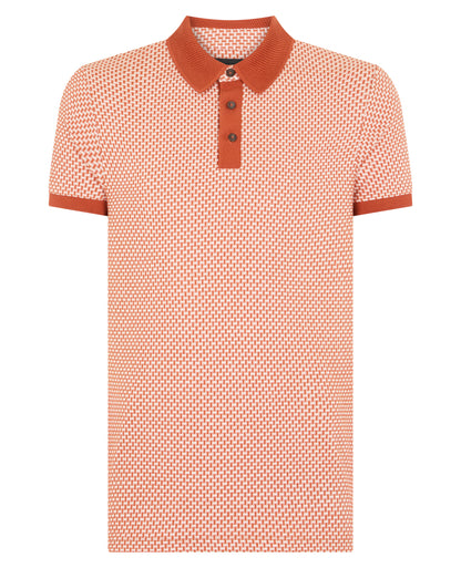 Weave Design Stretch Polo Shirt