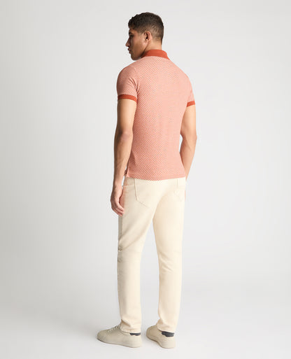 Weave Design Stretch Polo Shirt