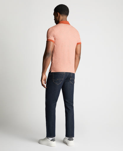 Weave Design Stretch Polo Shirt