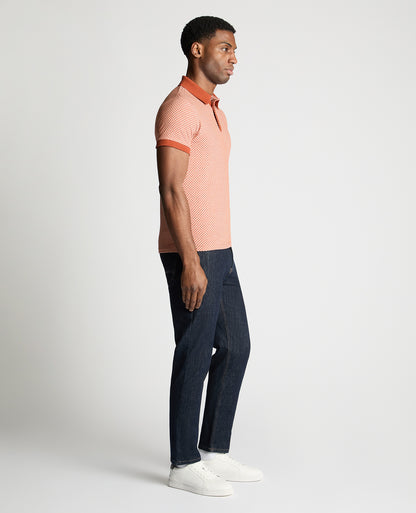 Weave Design Stretch Polo Shirt