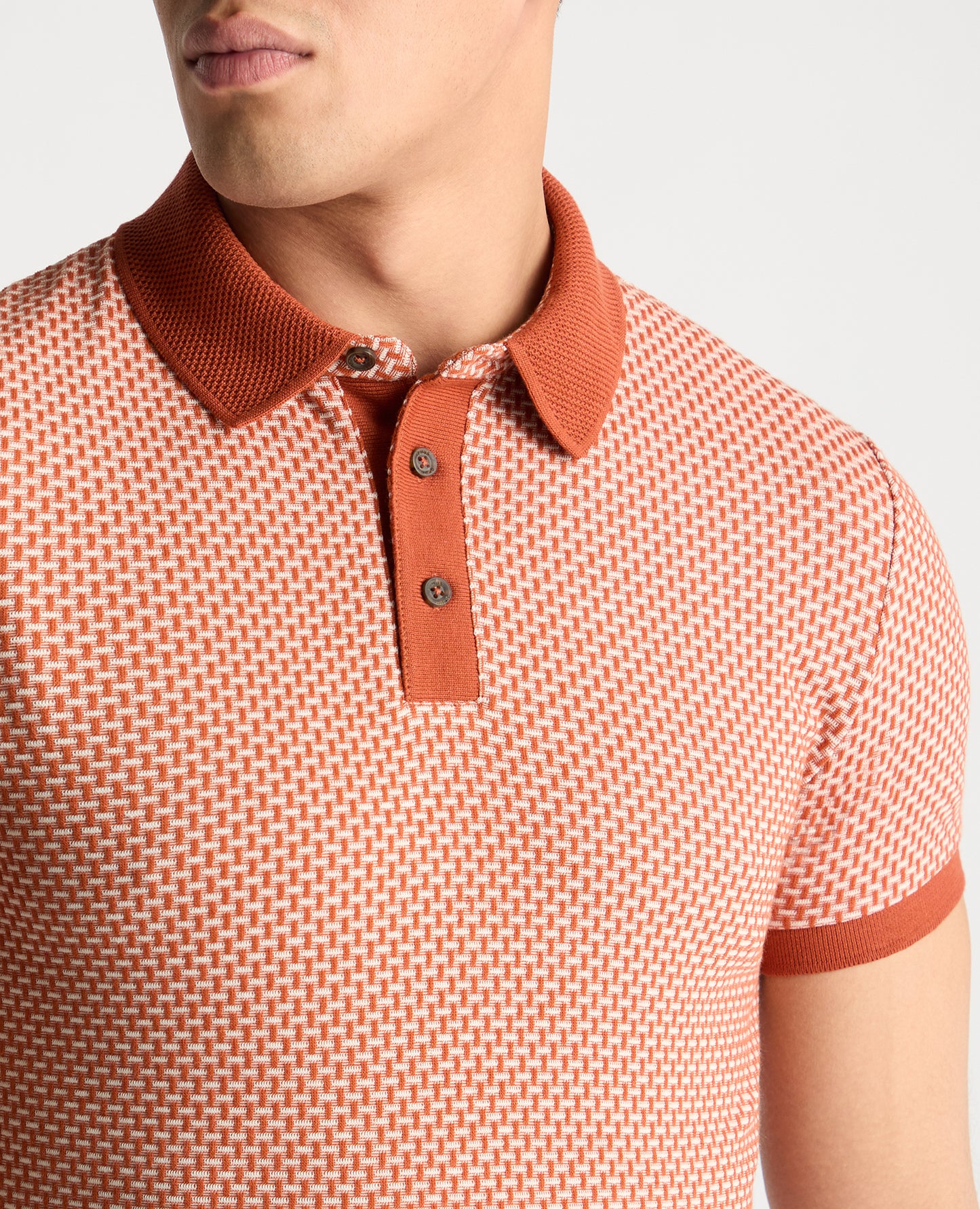 Weave Design Stretch Polo Shirt