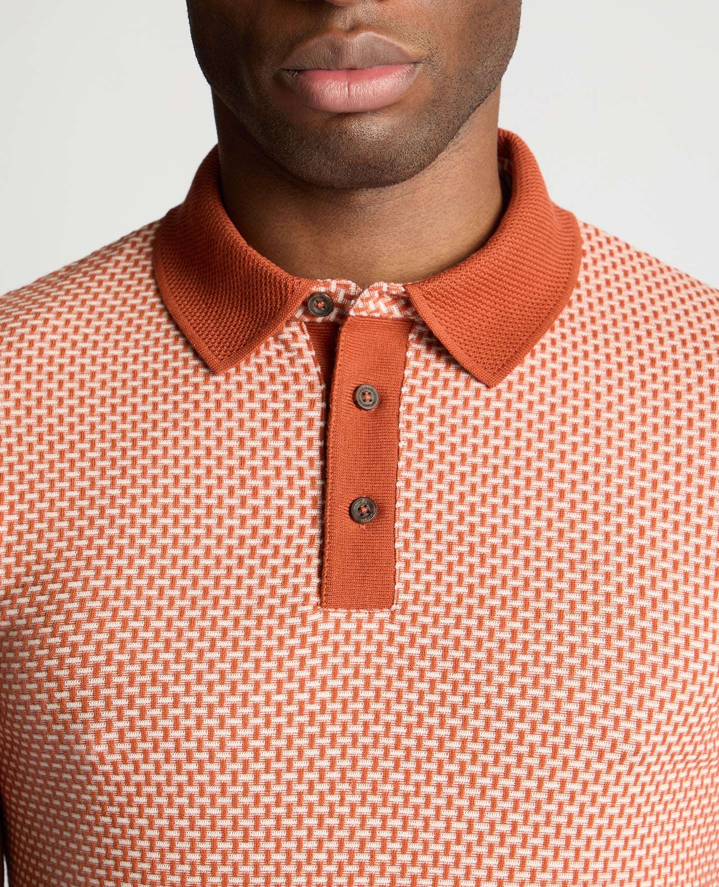 Weave Design Stretch Polo Shirt