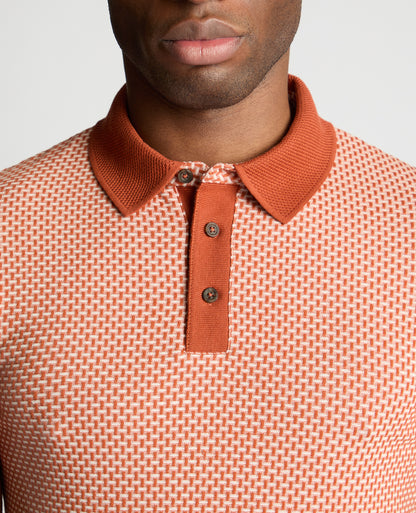 Weave Design Stretch Polo Shirt