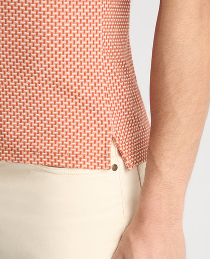 Weave Design Stretch Polo Shirt