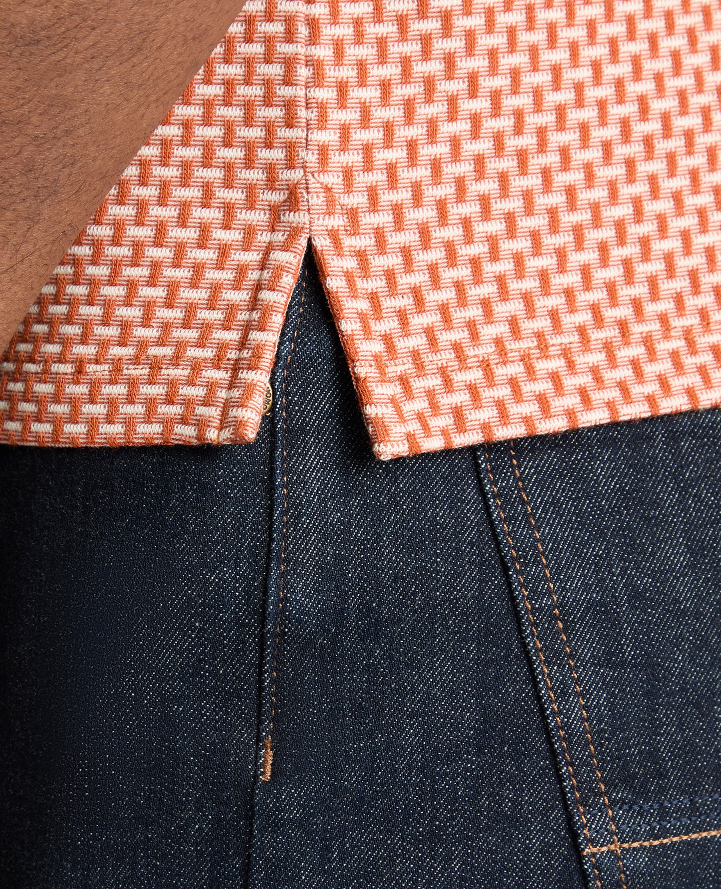 Weave Design Stretch Polo Shirt