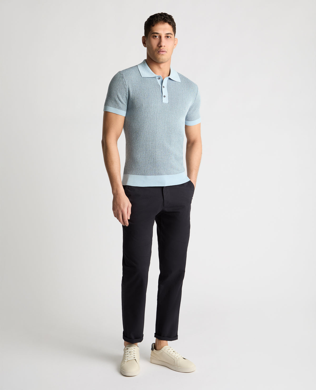 Man wearing a blue jumper