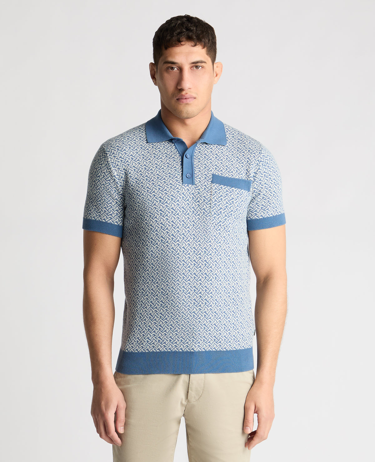 Man wearing a blue jumper