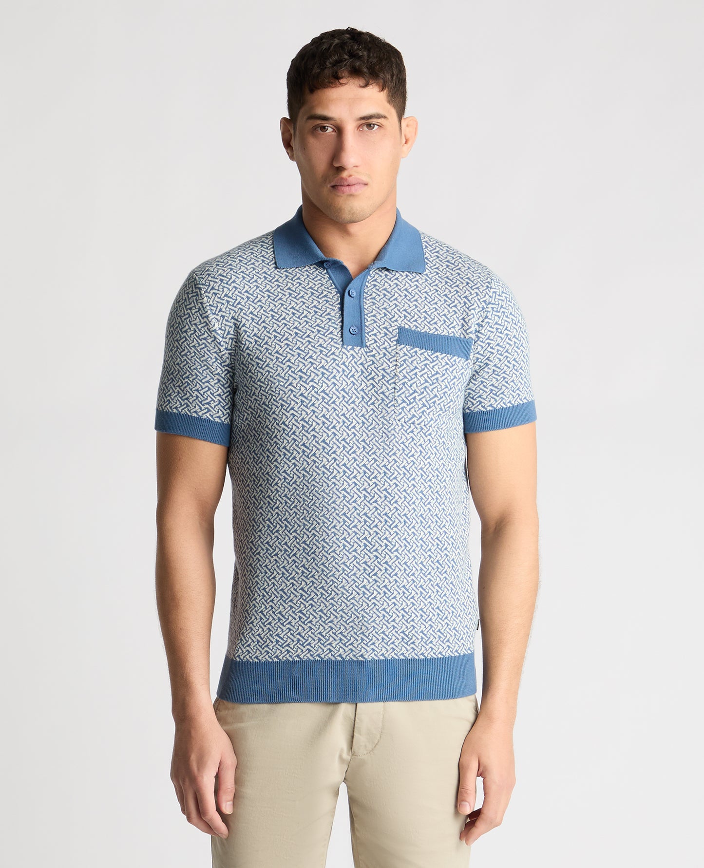 Geometric Print knit Polo