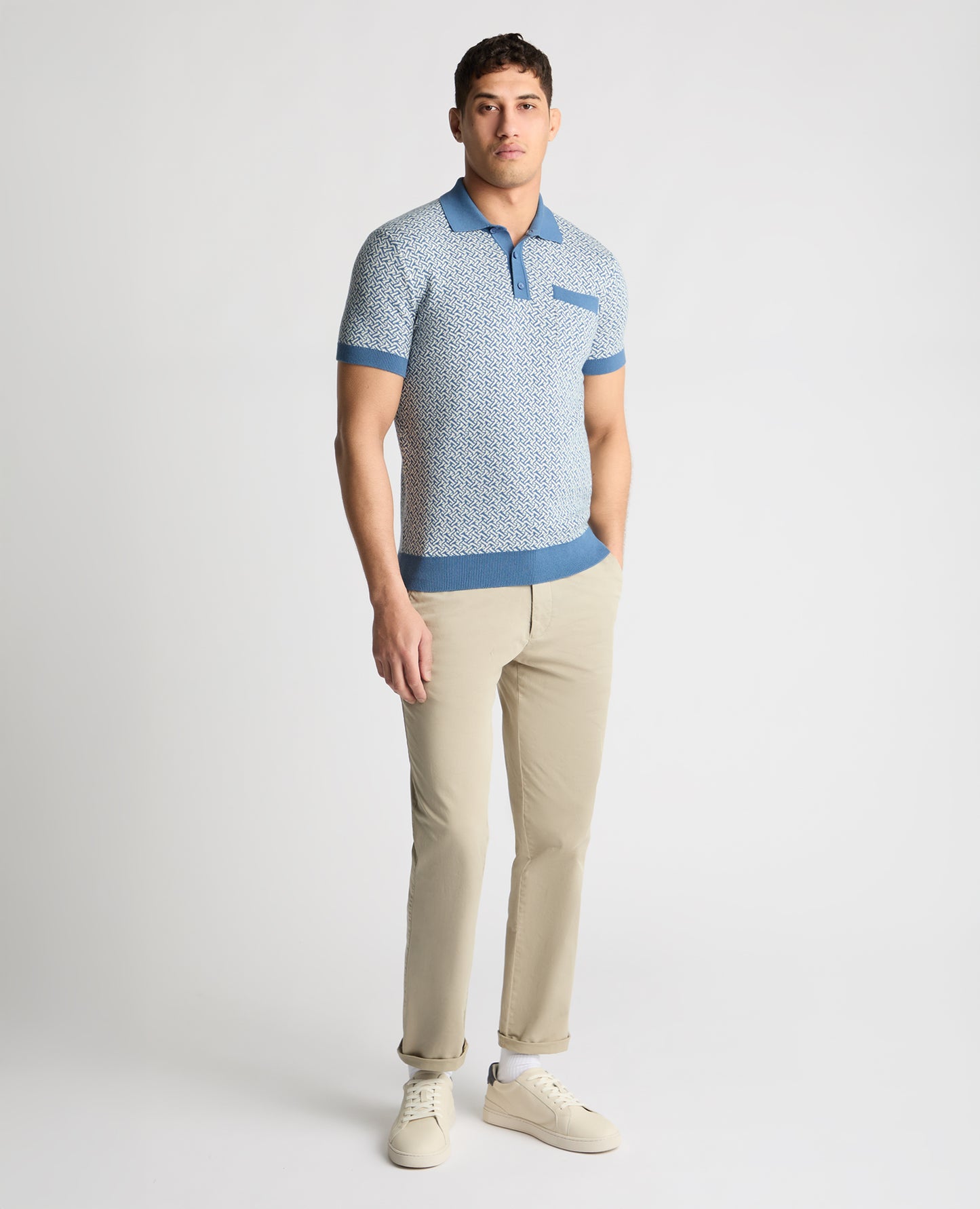 Geometric Print knit Polo