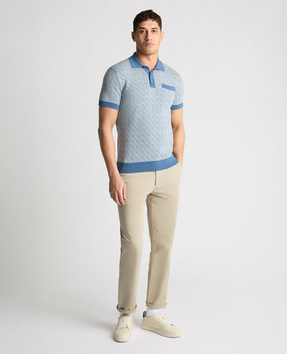 Geometric Print knit Polo
