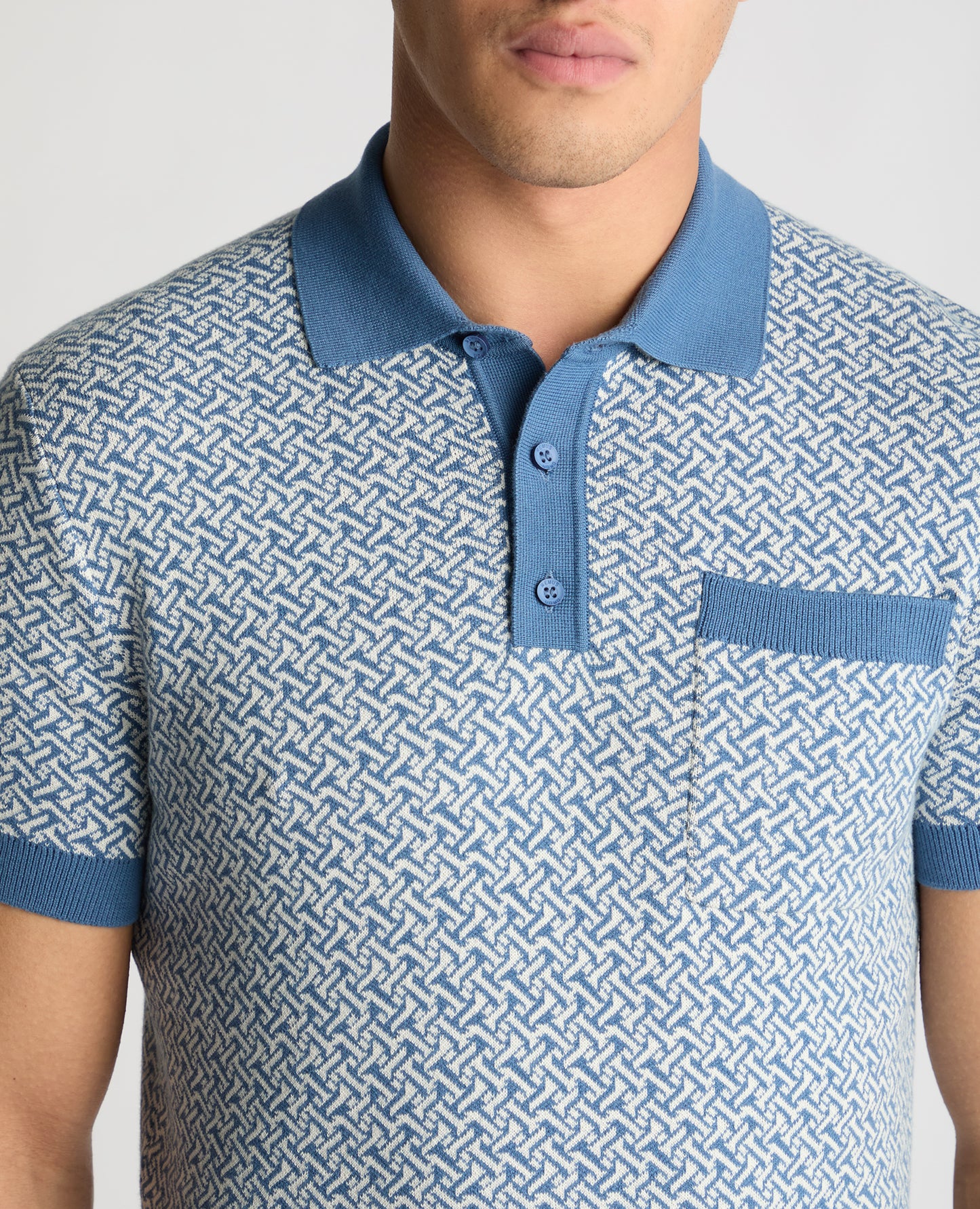 Geometric Print knit Polo