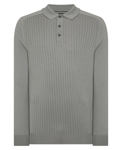 Man wearing a grey Merino Wool-Blend Knit Polo