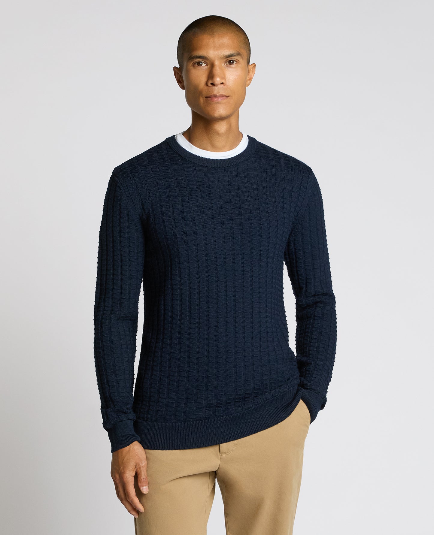 Grid Knit Wool-Blend Sweater