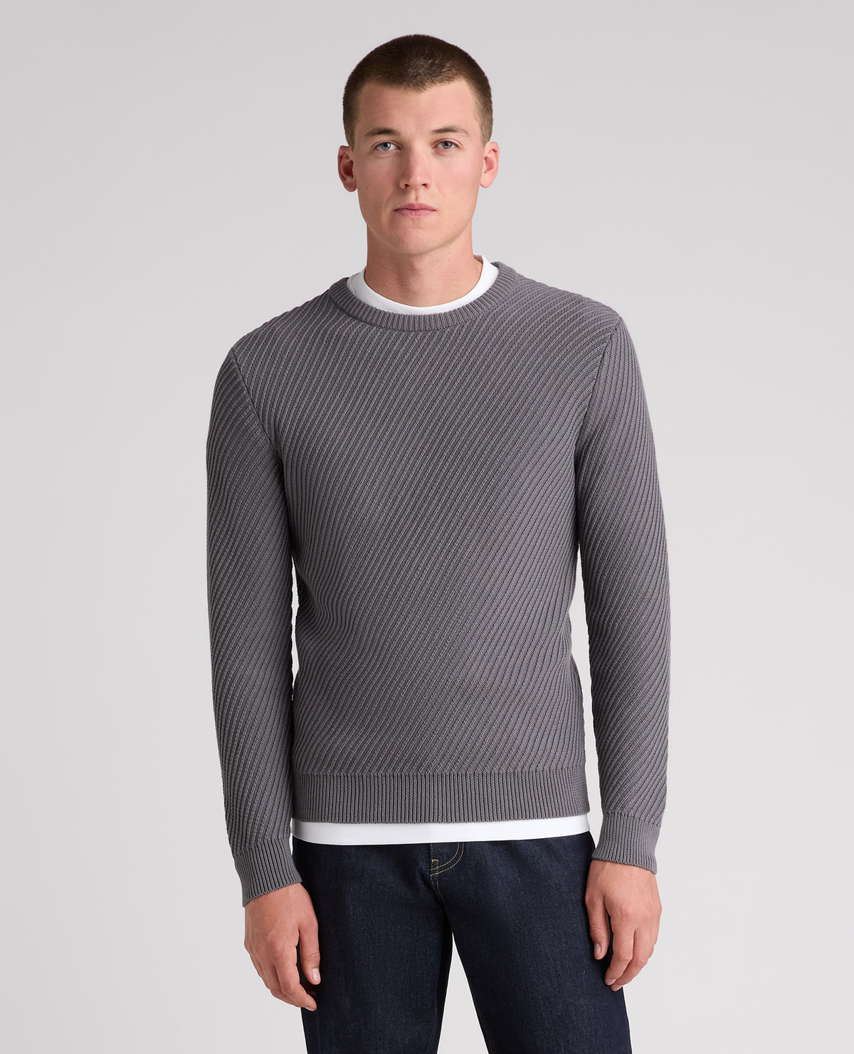 Grey Textured Knit Jumper