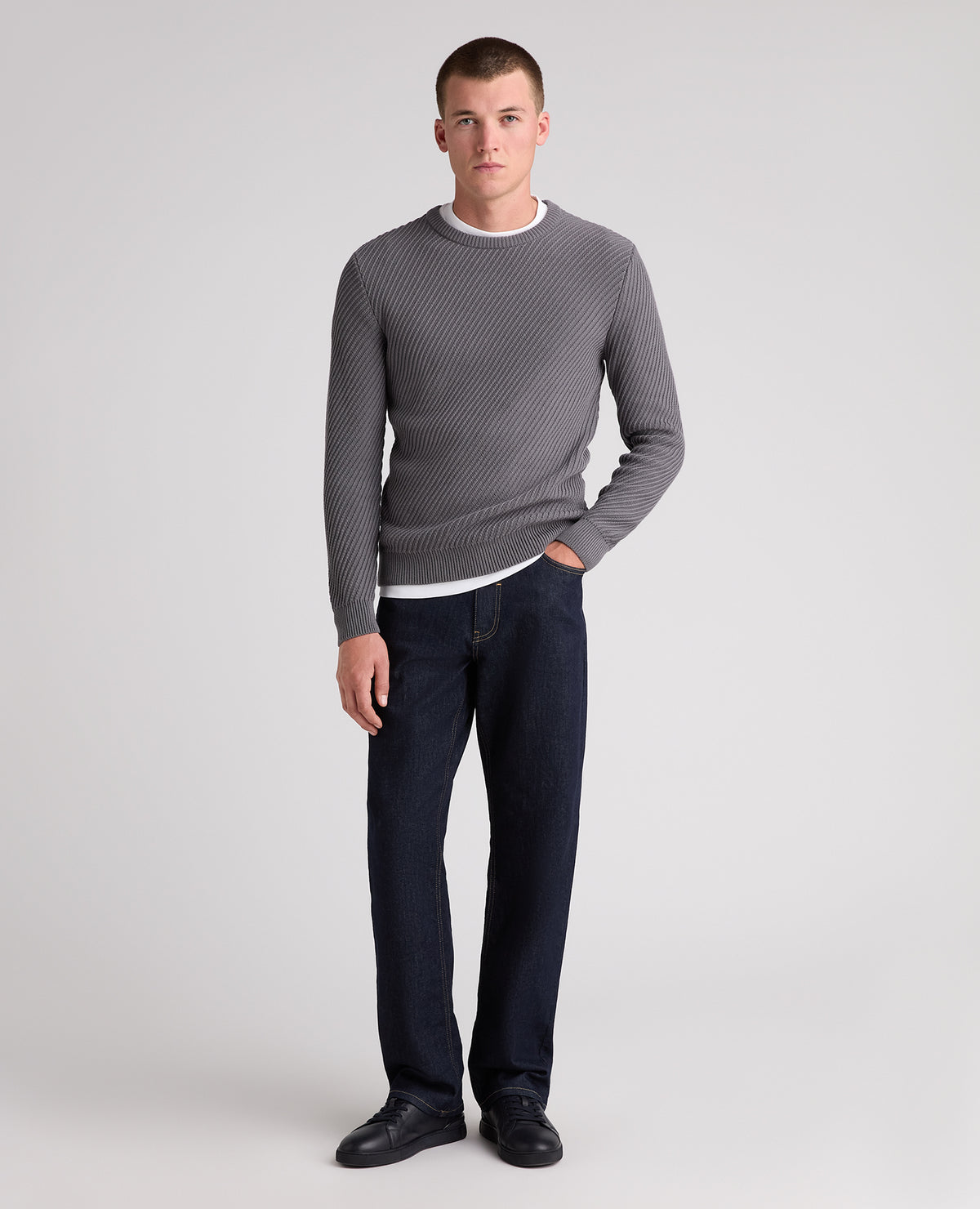 Grey Textured Knit Jumper