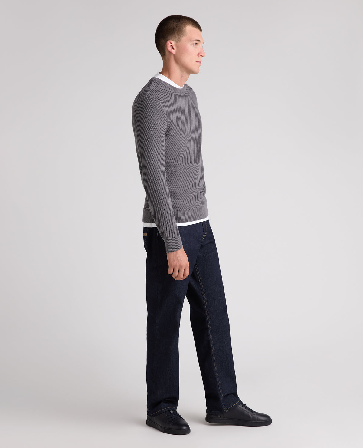 Grey Textured Knit Jumper