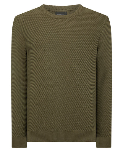 Man wearing a green Cotton Interest Fabric Sweater