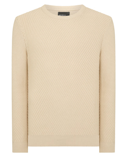 Man wearing a sand Cotton Interest Fabric Sweater