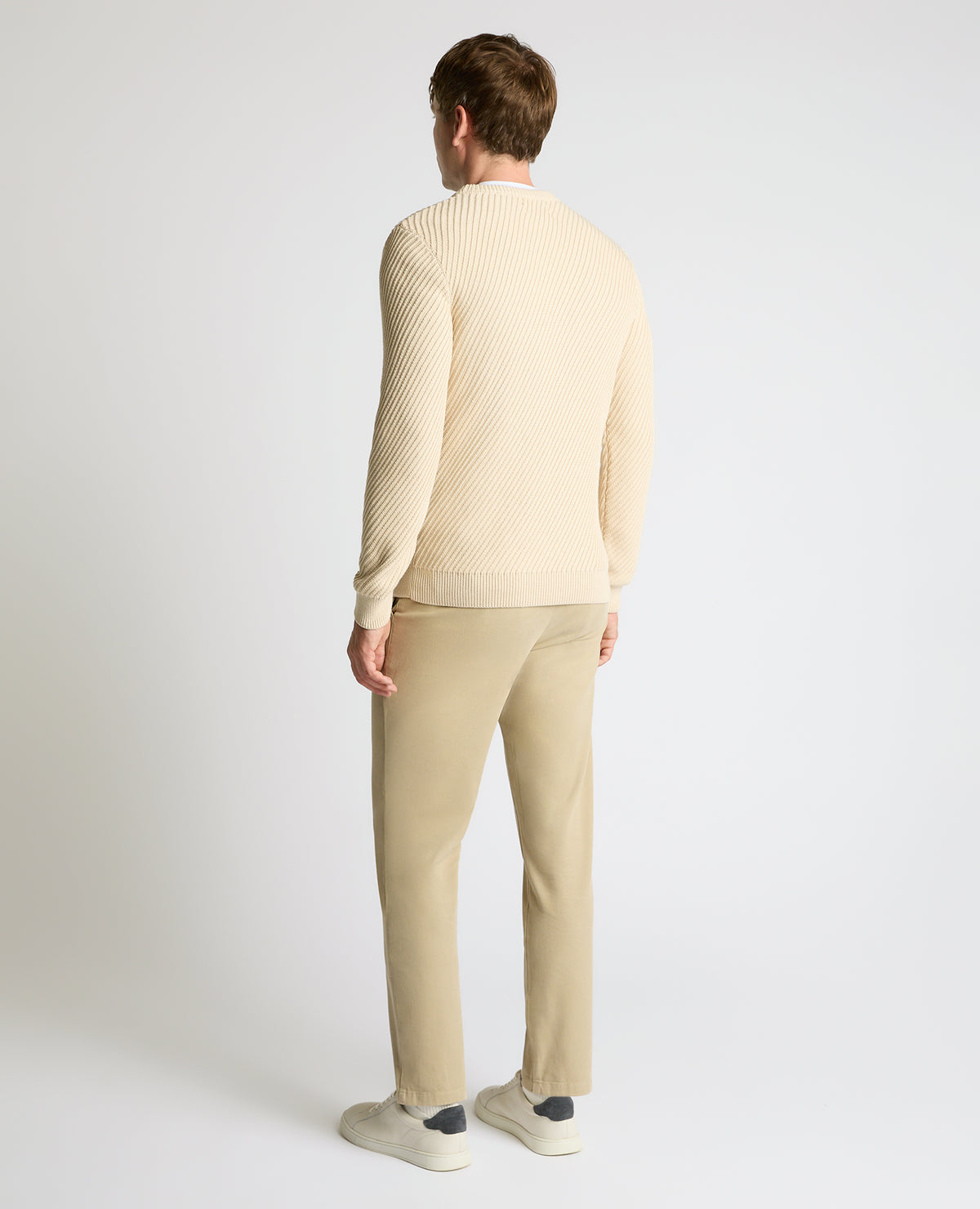 Man wearing a sand Cotton Interest Fabric Sweater