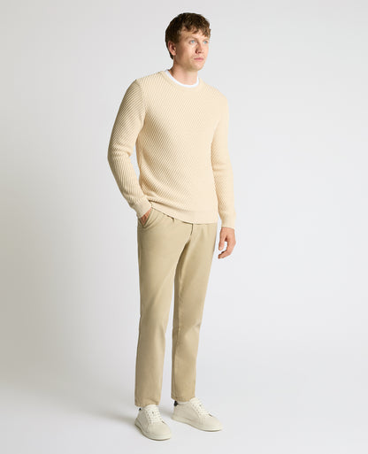 Man wearing a sand Cotton Interest Fabric Sweater