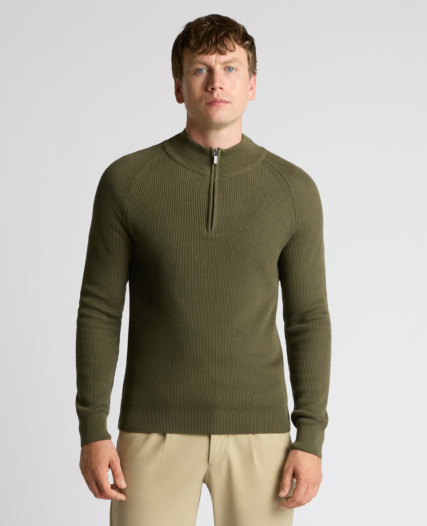 Cotton Half-Zip Knit Sweater