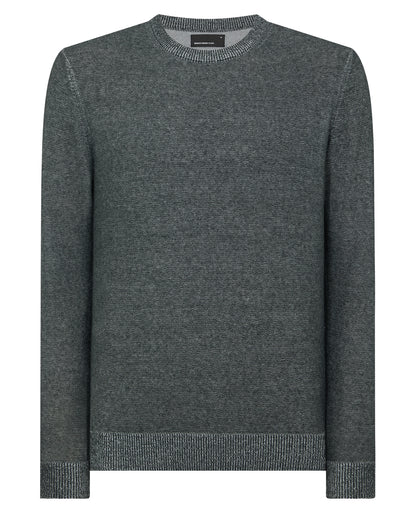Man wearing a grey Two-Tone Knit Sweater