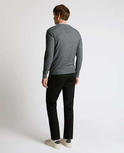 Man wearing a grey Two-Tone Knit Sweater
