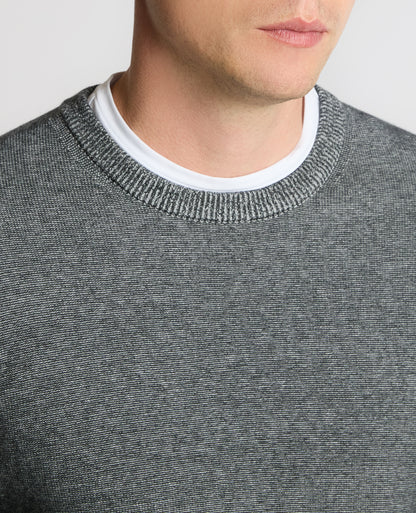 Man wearing a grey Two-Tone Knit Sweater