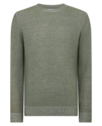Man wearing a green Two-Tone Knit Sweater