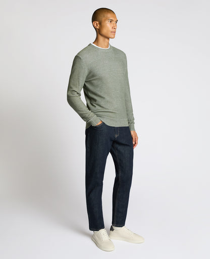 Man wearing a green Two-Tone Knit Sweater