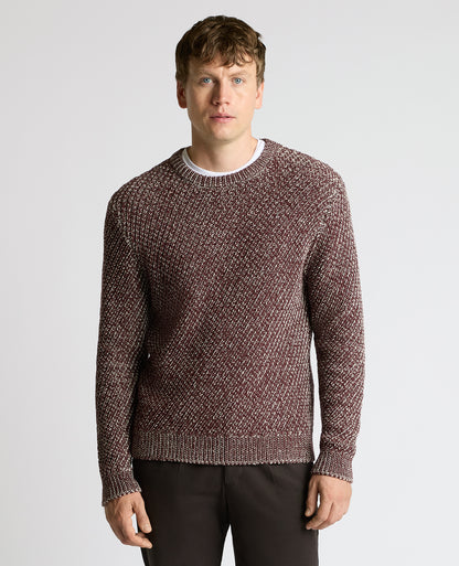 Man wearing a brown Two-Tone Cotton-Blend Knit Sweater