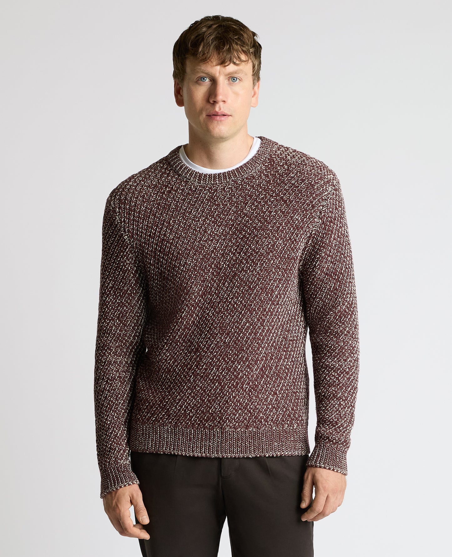 Two-Tone Cotton-Blend Knit Sweater