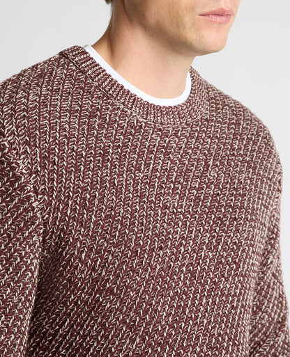 Man wearing a brown Two-Tone Cotton-Blend Knit Sweater
