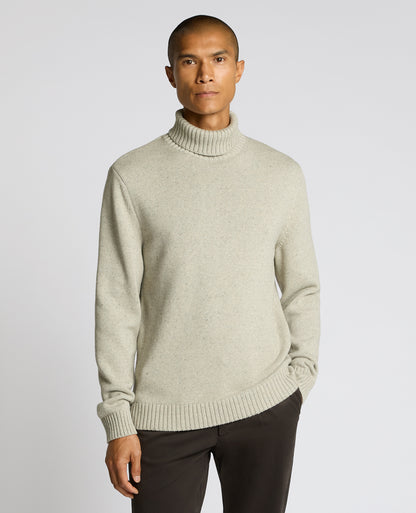 Man wearing a grey Roll Neck Cotton Knit Sweater