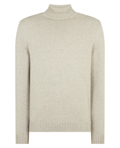 Man wearing a grey Roll Neck Cotton Knit Sweater