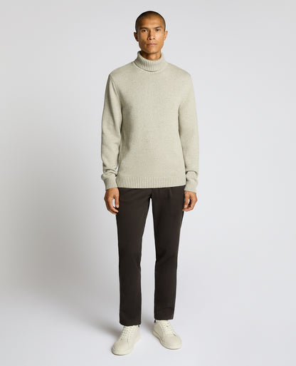 Man wearing a grey Roll Neck Cotton Knit Sweater