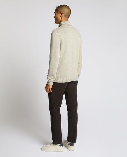 Man wearing a grey Roll Neck Cotton Knit Sweater